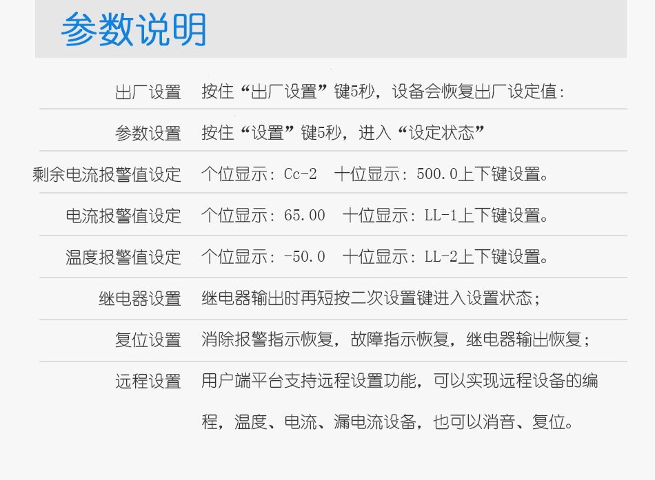 WANLIN-TD70智慧安全用電監控探測器 智慧用電主機參數說明